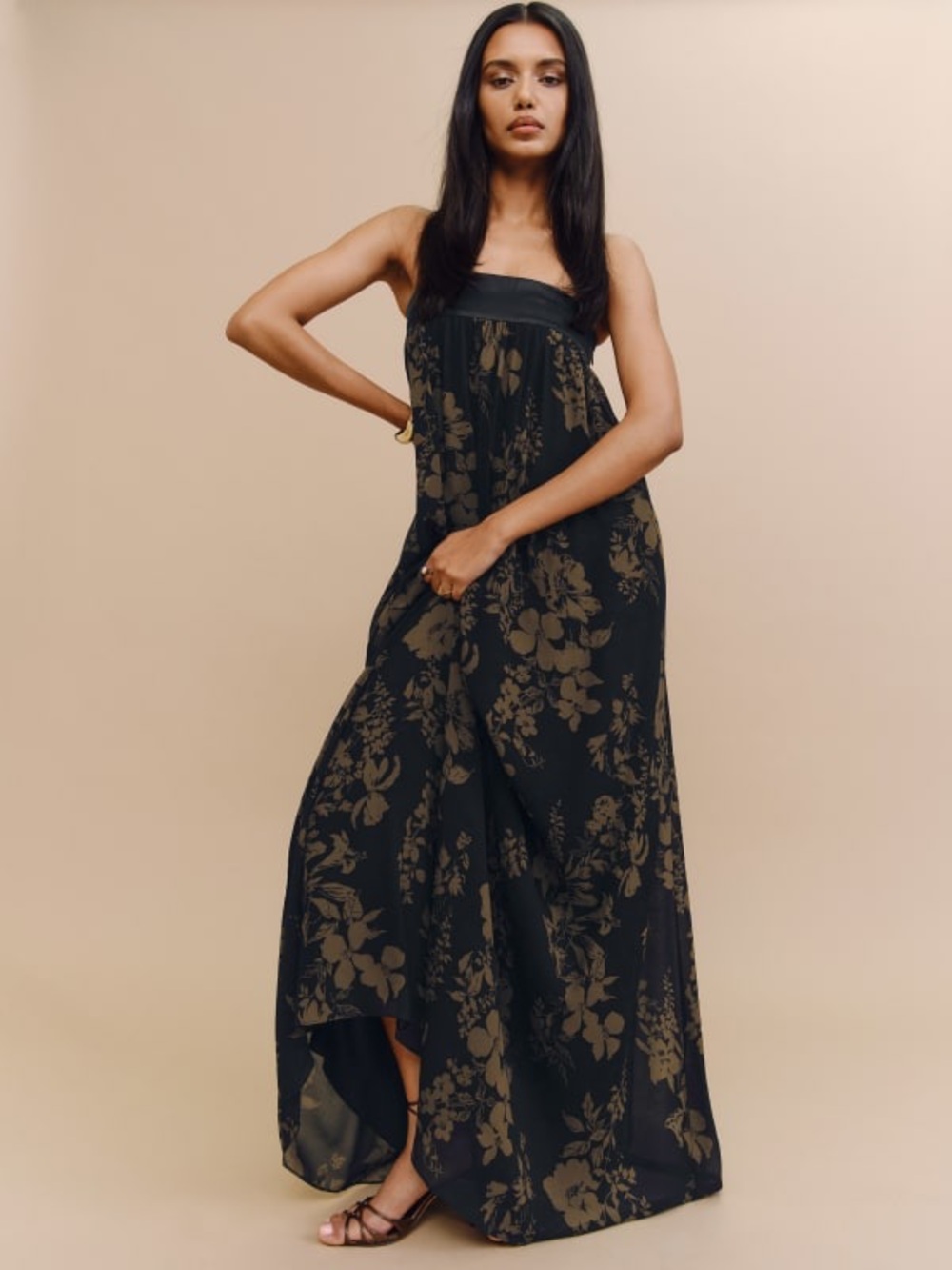 Reformation Maribelle Strapless Black Floral Maxi Dress Night Garden Sz 0 - Picture 6 of 14